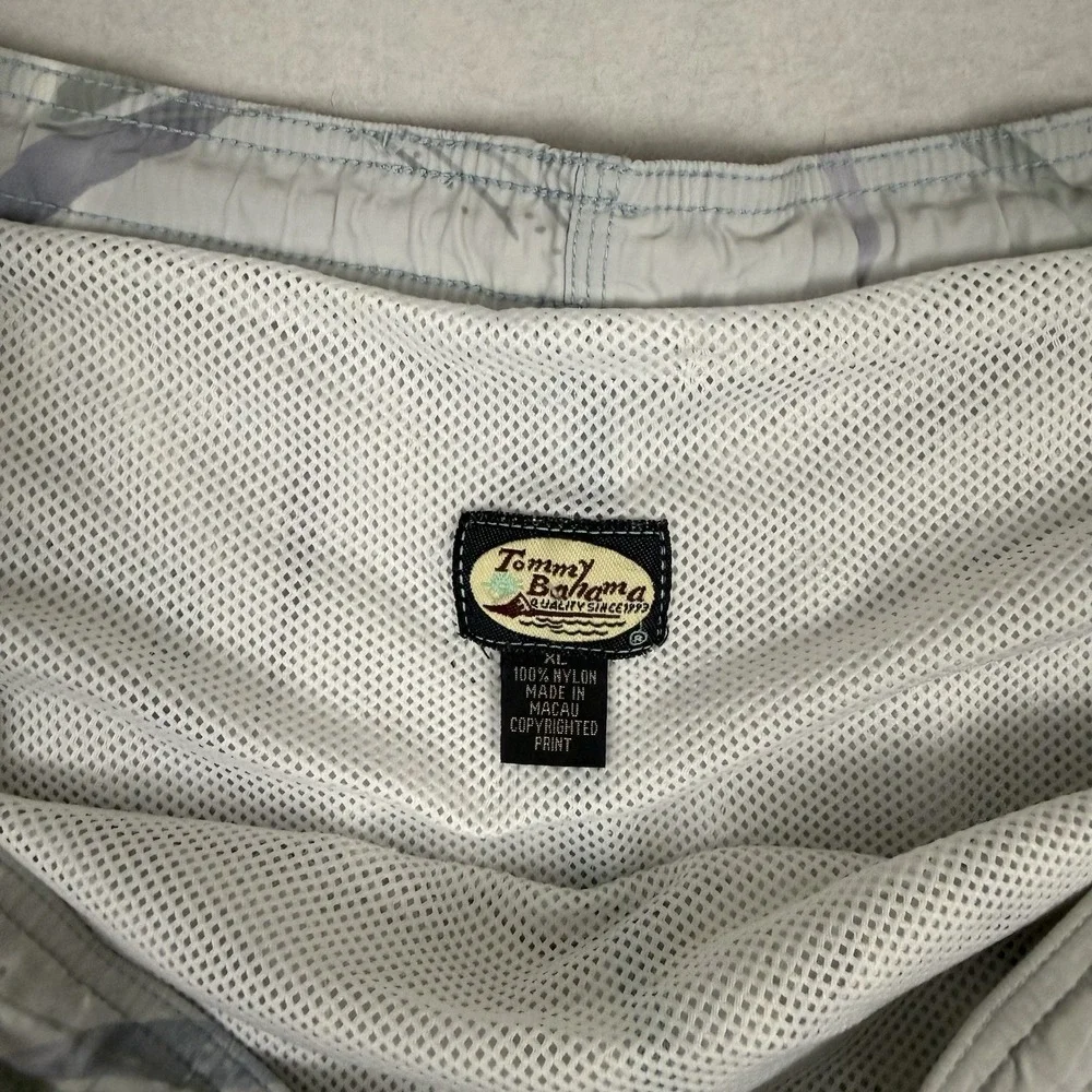 Tommy Bahama Paradise Nation Swim‎ Trunks Mens XL Grey Palm Print Mesh Lined